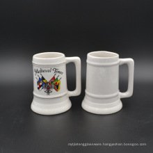 Ceramic Beer Stain Glass Mugs with Decorative Gold Trim